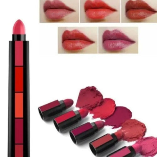 5-in-1 Matte Lipstick Set – Waterproof & Long-Lasting Shades