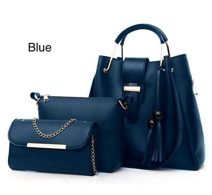 Elegant 3Pcs Soft Leather Handbag Set – Stylish & Versatile